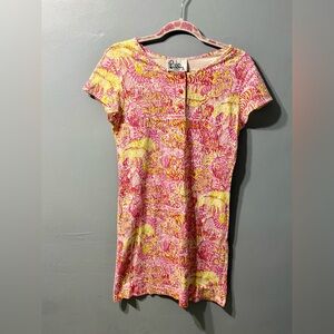 Lilly Pulitzer Vintage Safari Print T-Dress in Orange and Pink Women’s Small